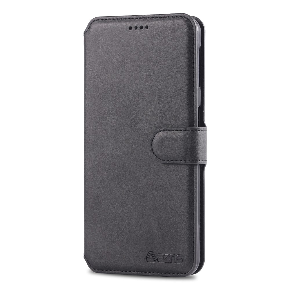 Cáscara de Tapa Del Teléfono de Soporte de Cuero de Billetera AZNS Para Samsung Galaxy A70 - Negro