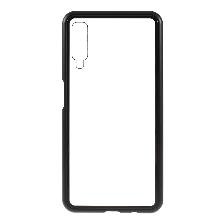 Magnetic Attraction Metal Frame Tempered Glass Case Shell for Samsung Galaxy A70 - Black-2