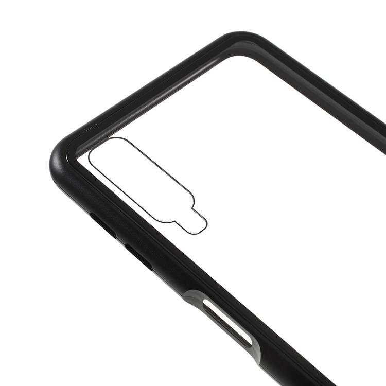 Magnetic Attraction Metal Frame Tempered Glass Case Shell for Samsung Galaxy A70 - Black-5