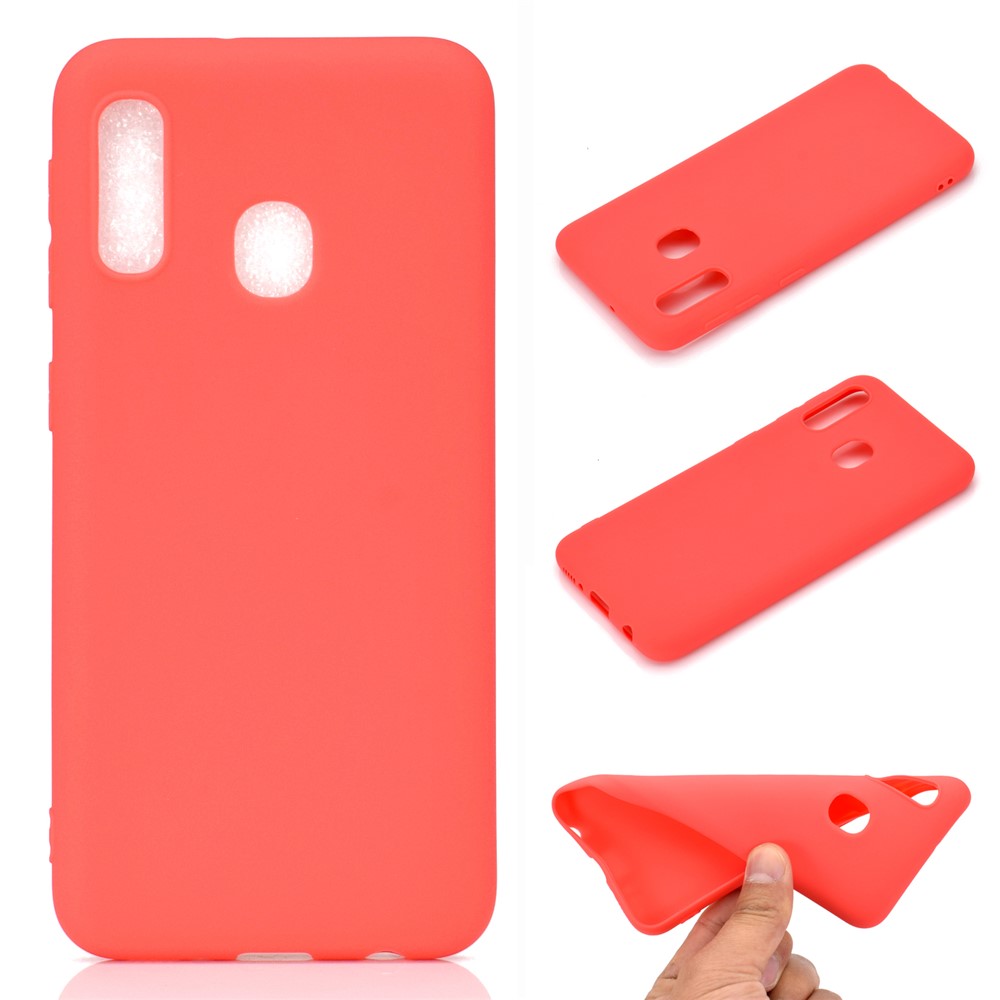 Soft Frosted TPU Case for Samsung Galaxy A20e - Red-1