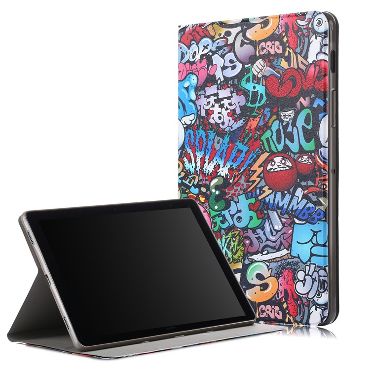 Pattern Printing PU Leather Stand Smart Cover for Samsung Galaxy Tab S5e SM-T720 / SM-T725 - Graffiti Pattern-1