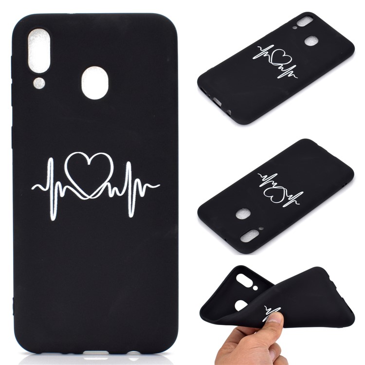 Pattern Printing Matte TPU Case for Samsung Galaxy A40 - Heart-1