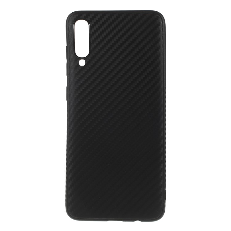 Carbon Fiber Brushed TPU Mobile Phone Casing for Samsung Galaxy A70 - Black-1