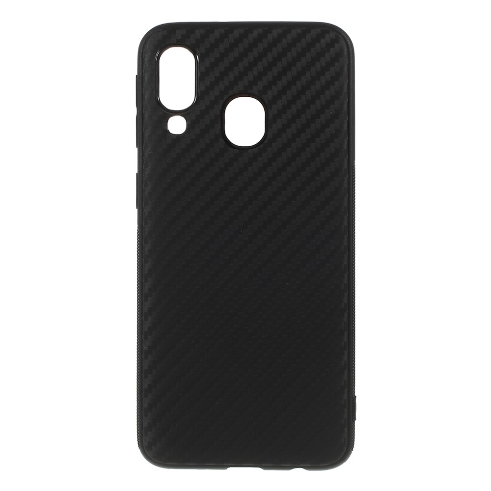 Carbon Fiber Brushed TPU Mobile Phone Shell for Samsung Galaxy A40 - Black-1