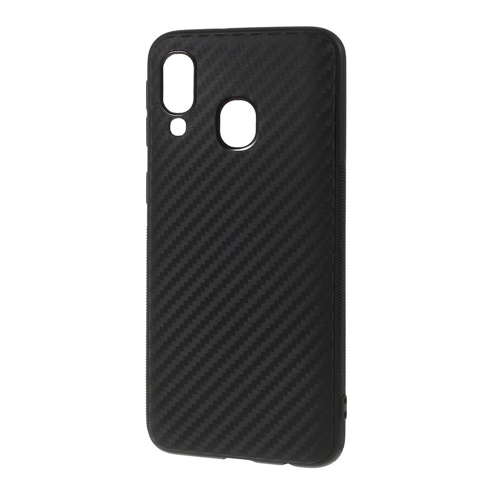 Carbon Fiber Brushed TPU Mobile Phone Shell for Samsung Galaxy A40 - Black-2