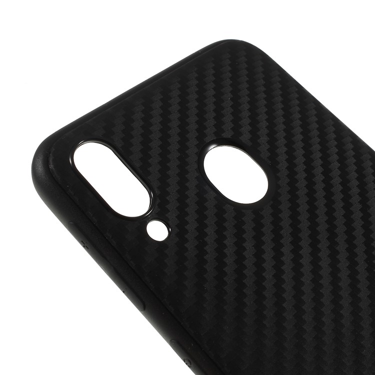 Carbon Fiber Brushed TPU Mobile Phone Casing for Samsung Galaxy M20 - Black-4