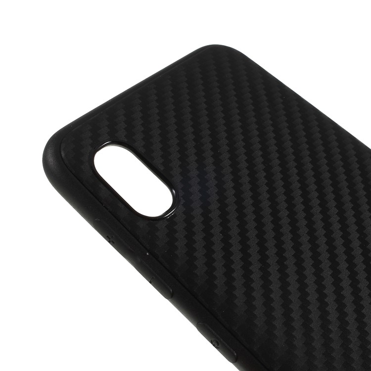 Carbon Fiber Brushed TPU Mobile Phone Casing for Samsung Galaxy A10 - Black-4