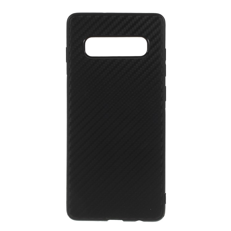 Carbon Fiber Brushed TPU Mobile Phone Case for Samsung Galaxy S10 - Black-1