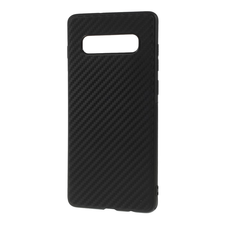 Carbon Fiber Brushed TPU Mobile Phone Case for Samsung Galaxy S10 - Black-2