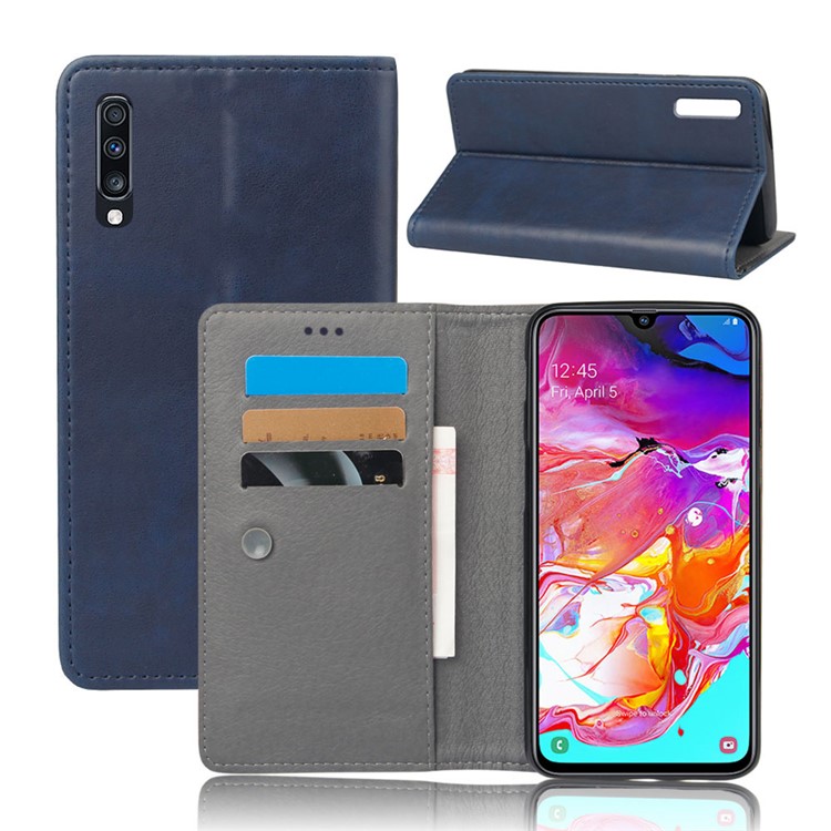 

Сумасшедший Кожаный Чехол С Откидной Крышкой Для Samsung Galaxy A70 - Синий, Galaxy A70