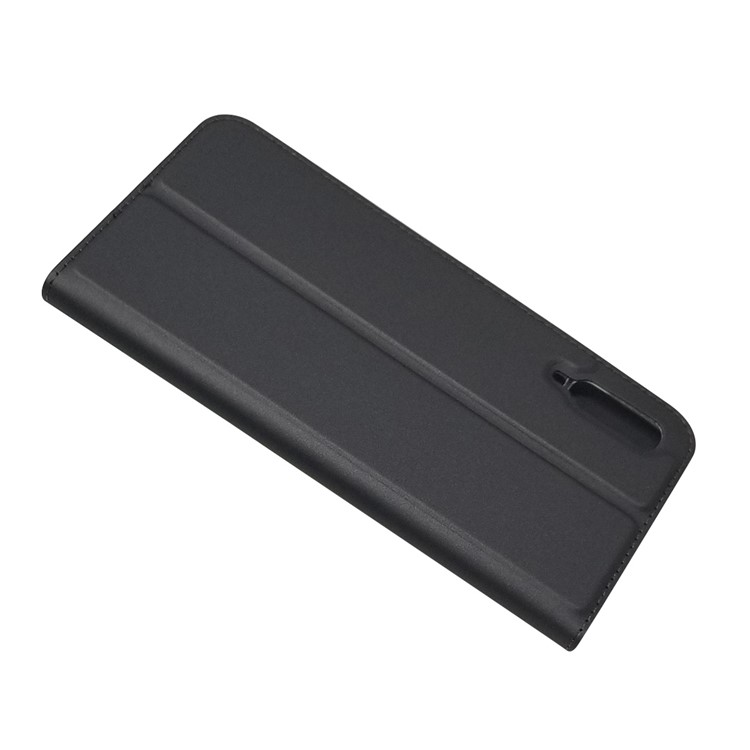 Custodia di Carta in Pelle di Adsorbimento Magnetico Per Samsung Galaxy A70 - Nero