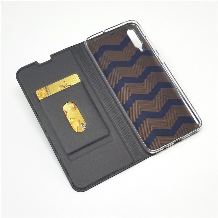 Magnetic Adsorption Leather Card Holder Case for Samsung Galaxy A70 - Black-5