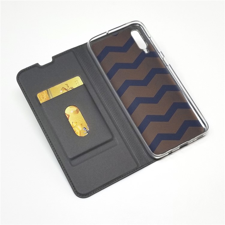 Estuche de Cartera de Cuero de Adsorción Magnética Para Samsung Galaxy A70 - Negro