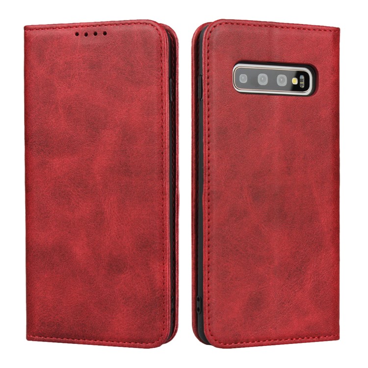 

Auto-absorbed Leather Wallet Stand Case for Samsung Galaxy S10 Plus - Red, Galaxy S10 Plus