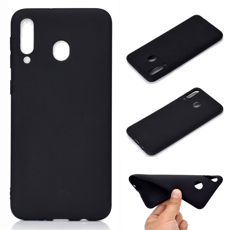 Solid Color Matte TPU Soft Mobile Phone Cover for Samsung Galaxy M30 - Black-1