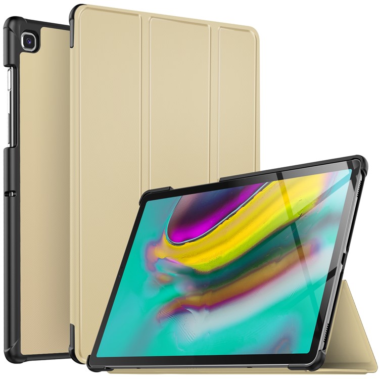 

Три Раза Подставка Кожаный Чехол Для Samsung Galaxy S5E SM-T720 - Золото, Galaxy Tab S5e SM-T720