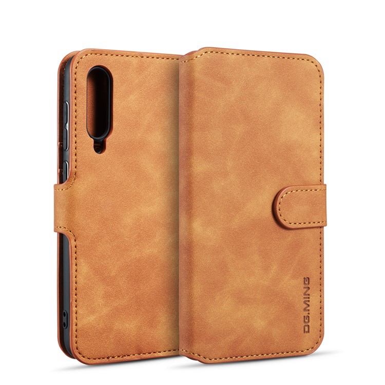 Dg. Ming Retro Style Wallet Leather Stand Case Para Samsung Galaxy A70 - Castanho