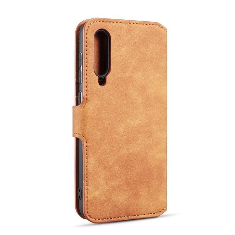 Dg. Ming Retro Style Wallet en Cuir Case Pour Samsung Galaxy A70 - Brun