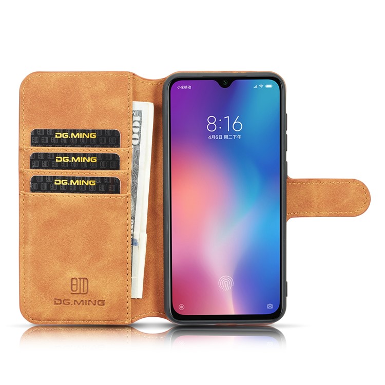 Dg. Ming Retro Style Wallet en Cuir Case Pour Samsung Galaxy A70 - Brun