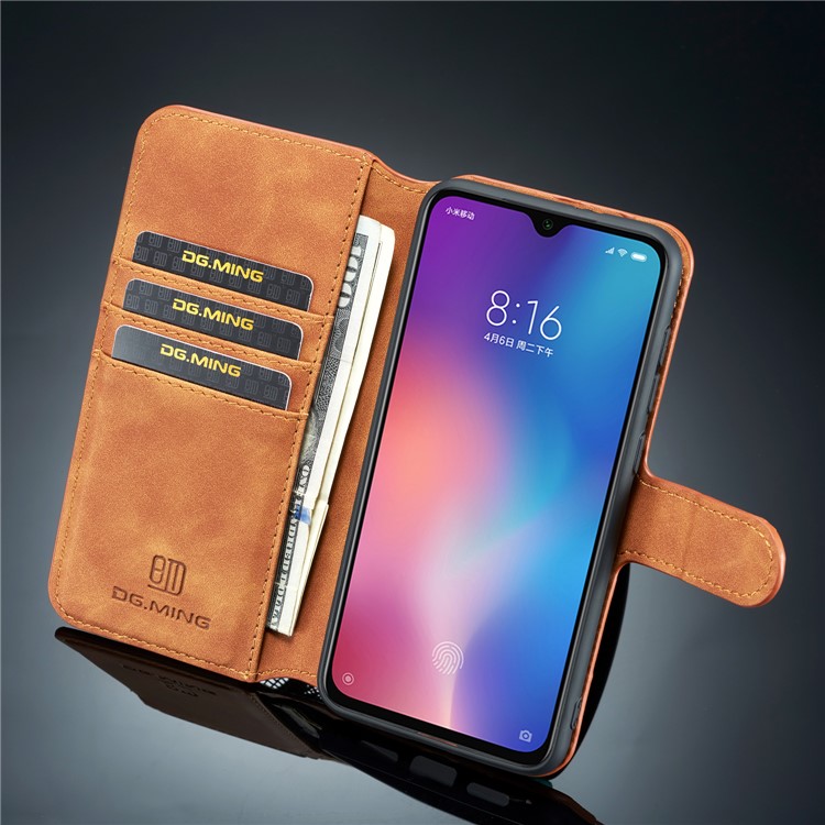 Dg. Ming Retro Style Wallet Leather Stand Case Para Samsung Galaxy A70 - Castanho