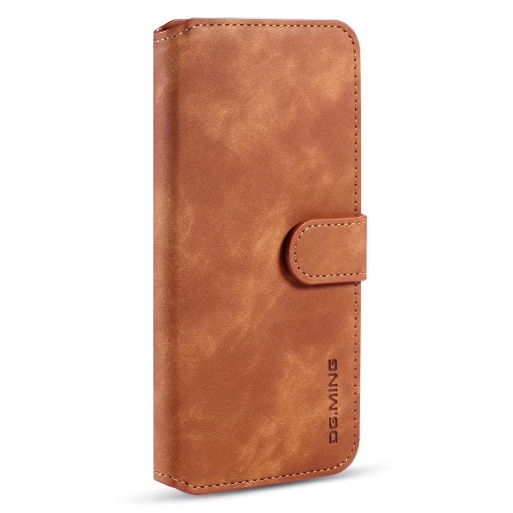 DG.MING Retro Style Wallet Leather Stand Case for Samsung Galaxy A50 - Brown-9