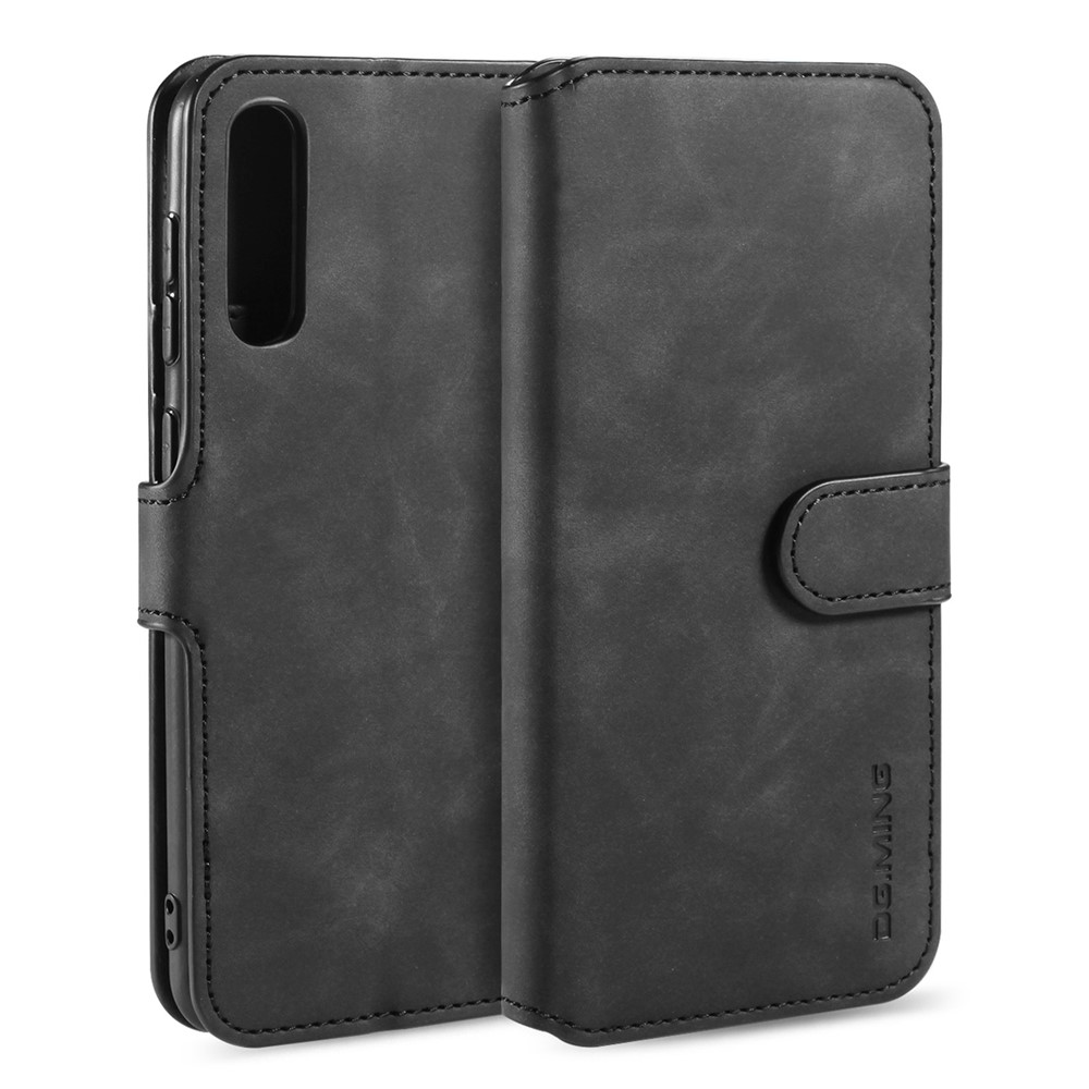 DG.MING Retro Style Wallet Leather Stand Case for Samsung Galaxy A50/A50s/A30s - Black-1