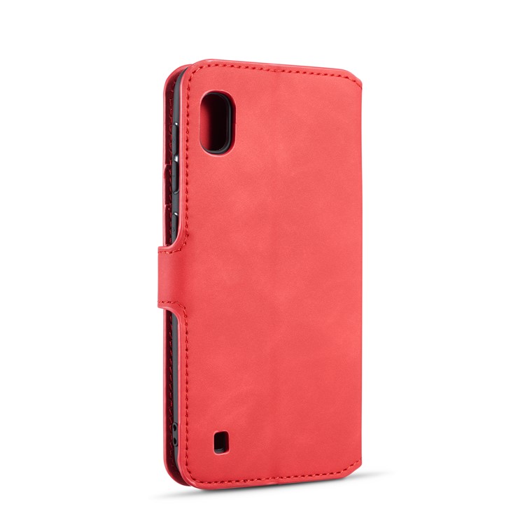 DG.MING Retro Style Wallet Leather Stand Case for Samsung Galaxy A10 - Red-3