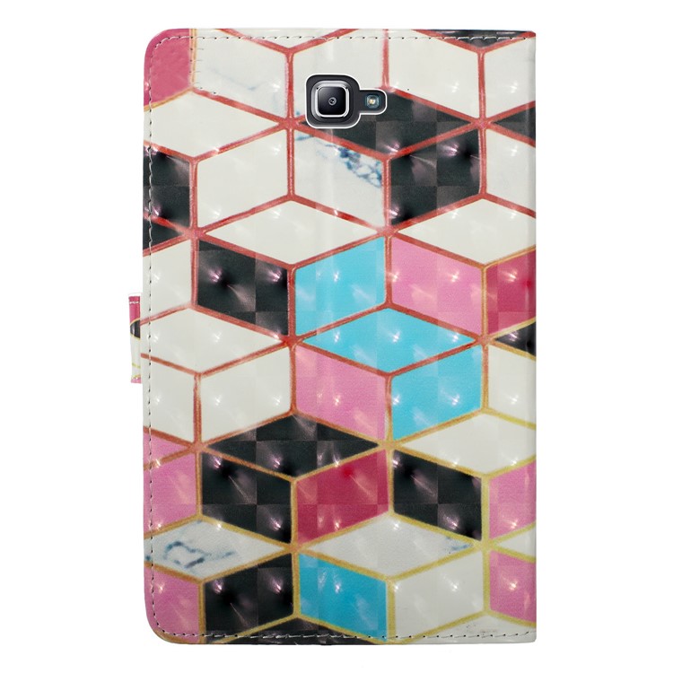 3D Embossed Leather Wallet Tablet Case for Samsung Galaxy Tab A 10.1 (2016) T580 / T585 - Colorful Rhombus-3