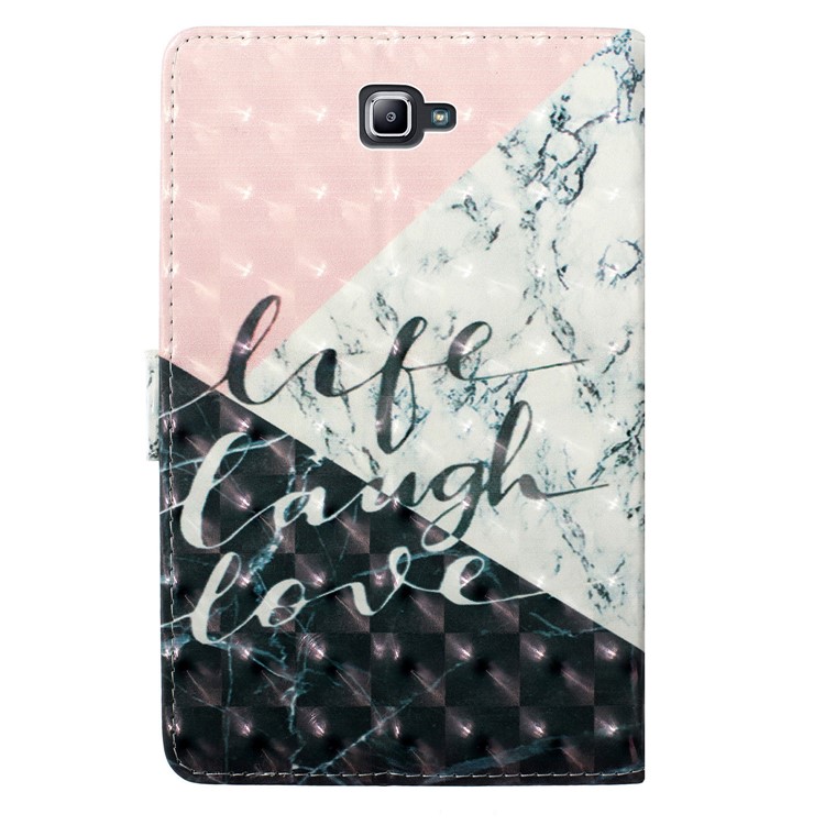 3D Embossed Leather Wallet Tablet Case for Samsung Galaxy Tab A 10.1 (2016) T580 / T585 - Life Laugh Love-3