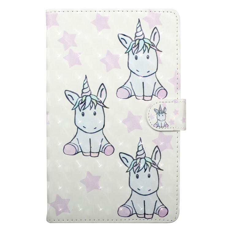 3D Embossed Leather Wallet Tablet Case for Samsung Galaxy Tab A 10.1 (2016) T580 / T585 - Stars and Unicorns-2