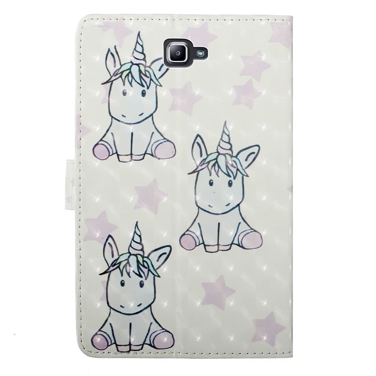 3D Embossed Leather Wallet Tablet Case for Samsung Galaxy Tab A 10.1 (2016) T580 / T585 - Stars and Unicorns-3