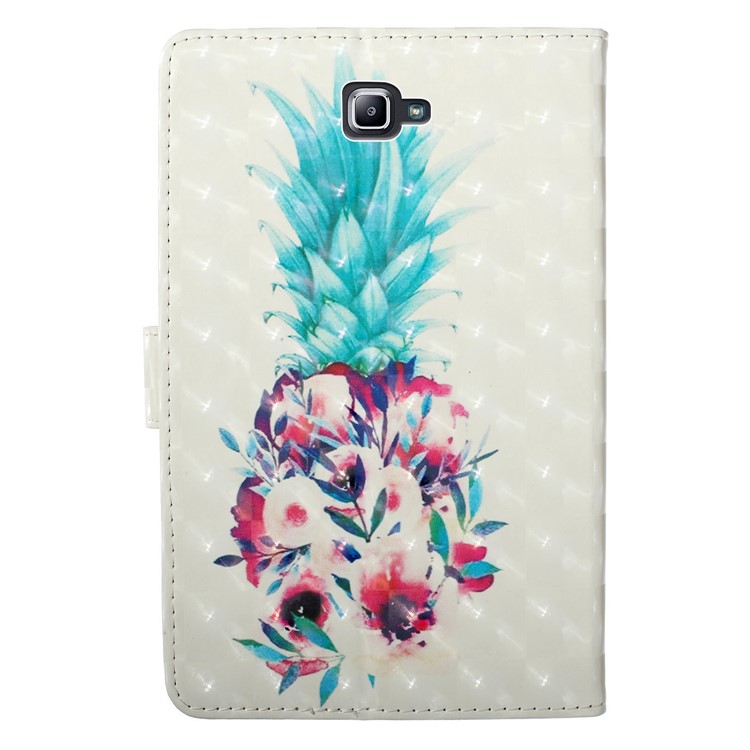 3D Embossed Leather Wallet Tablet Case for Samsung Galaxy Tab A 10.1 (2016) T580 / T585 - Pineapple-3