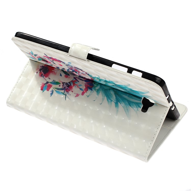 3D Embossed Leather Wallet Tablet Case for Samsung Galaxy Tab A 10.1 (2016) T580 / T585 - Pineapple-5
