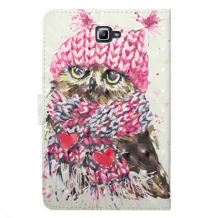 3D Embossed Leather Wallet Tablet Case for Samsung Galaxy Tab A 10.1 (2016) T580 / T585 - Owl-3