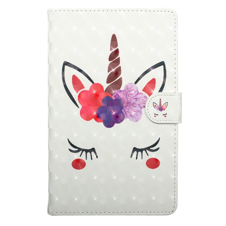 Embossment Light Spot Decor Patterned Leather Case for Samsung Galaxy Tab A 10.5 (2018) T590 T595 - Shy Unicorn-2