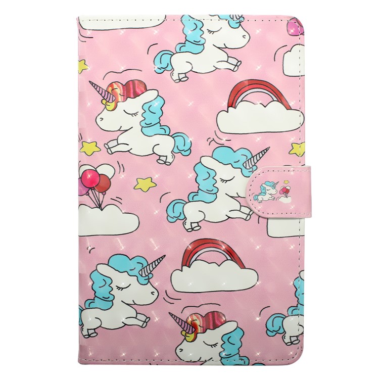 Embossment Light Spot Decor Patterned Leather Case for Samsung Galaxy Tab A 10.5 (2018) T590 T595 - Cloud and Unicorn-2