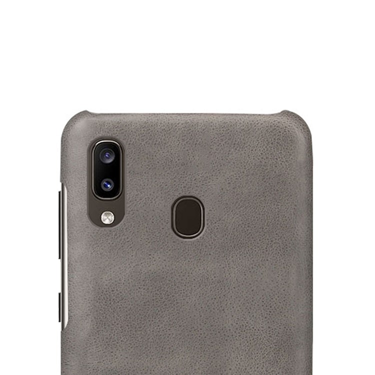 KSQ Crazy Horse PU Leather Coated Hard PC Case for Samsung Galaxy A20/A30 - Grey-3