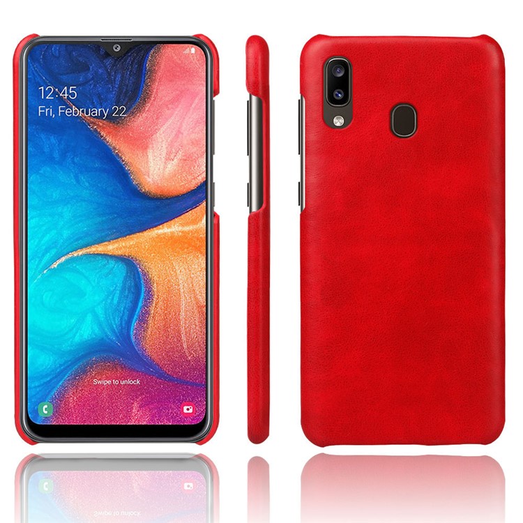 KSQ Crazy Horse PU Leather Coated Hard PC Case for Samsung Galaxy A20/A30 - Red-1