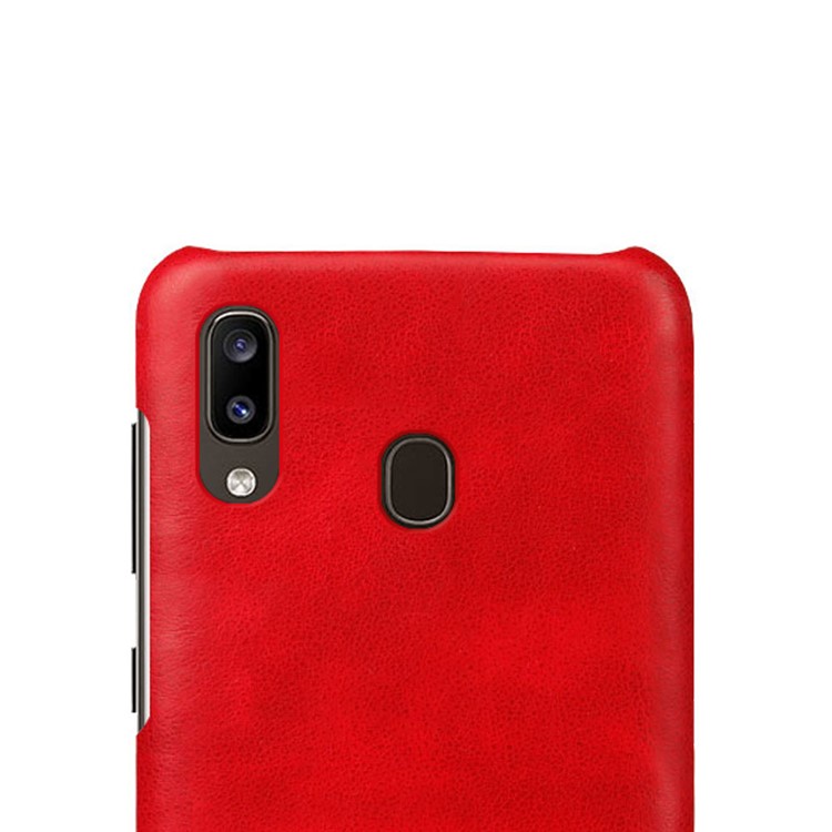 KSQ Crazy Horse PU Leather Coated Hard PC Case for Samsung Galaxy A20/A30 - Red-3
