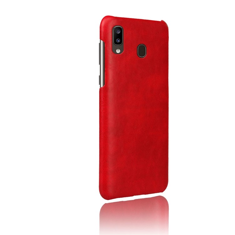 KSQ Crazy Horse PU Leather Coated Hard PC Case for Samsung Galaxy A20/A30 - Red-4