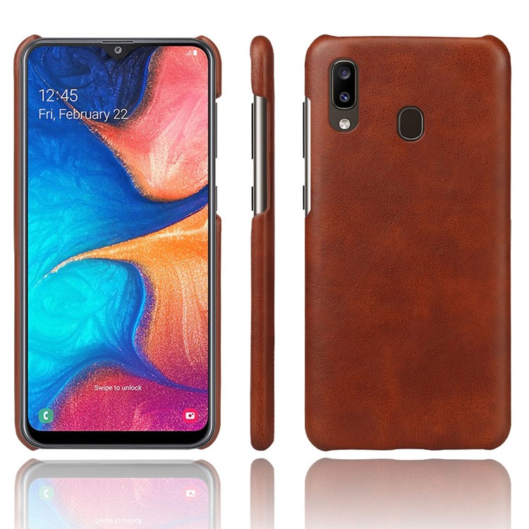 Custodia Rigida In Pelle Rigida Rivestita In Pelle PU Horse Per KSQ Per Samsung Galaxy A20 / A30 - Marrone-1