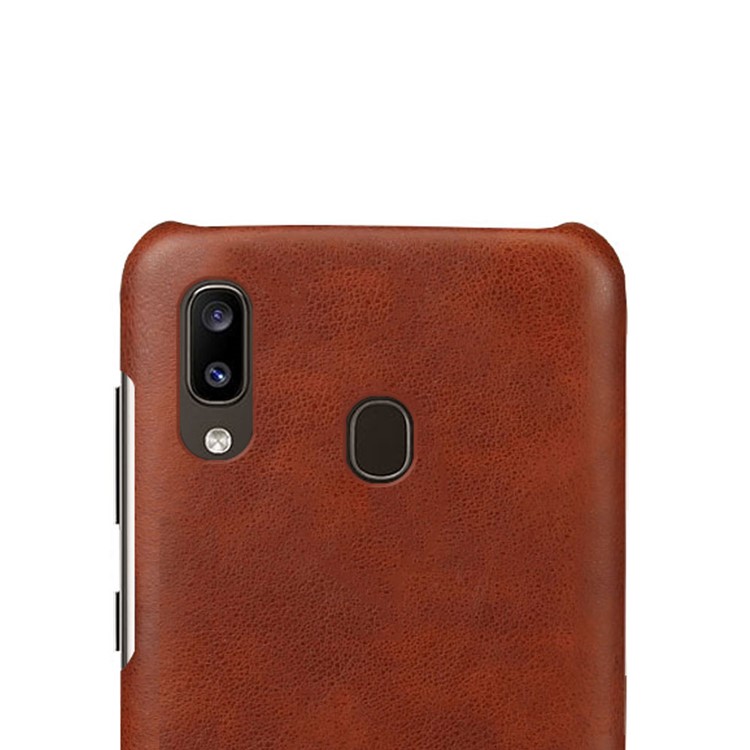Custodia Rigida In Pelle Rigida Rivestita In Pelle PU Horse Per KSQ Per Samsung Galaxy A20 / A30 - Marrone-3
