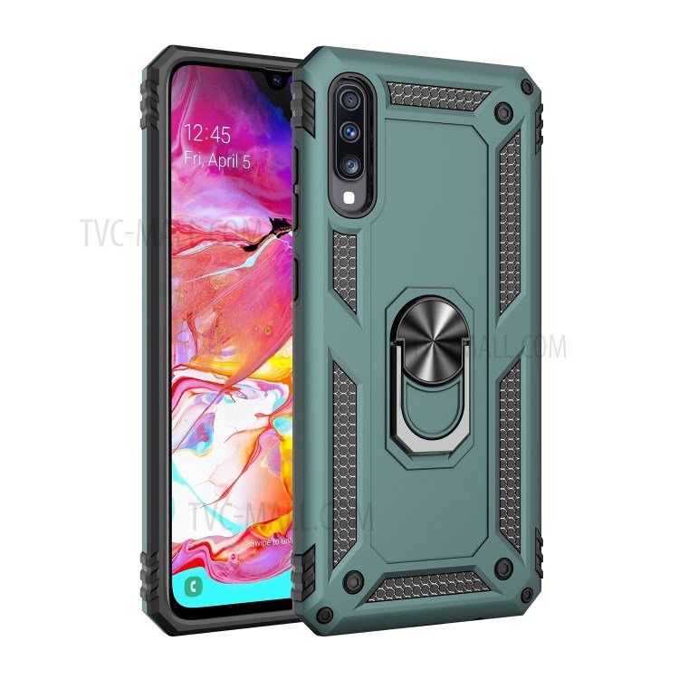 Hybrid PC TPU Kickstand Armor Phone Casing for Samsung Galaxy A70 - Green-1