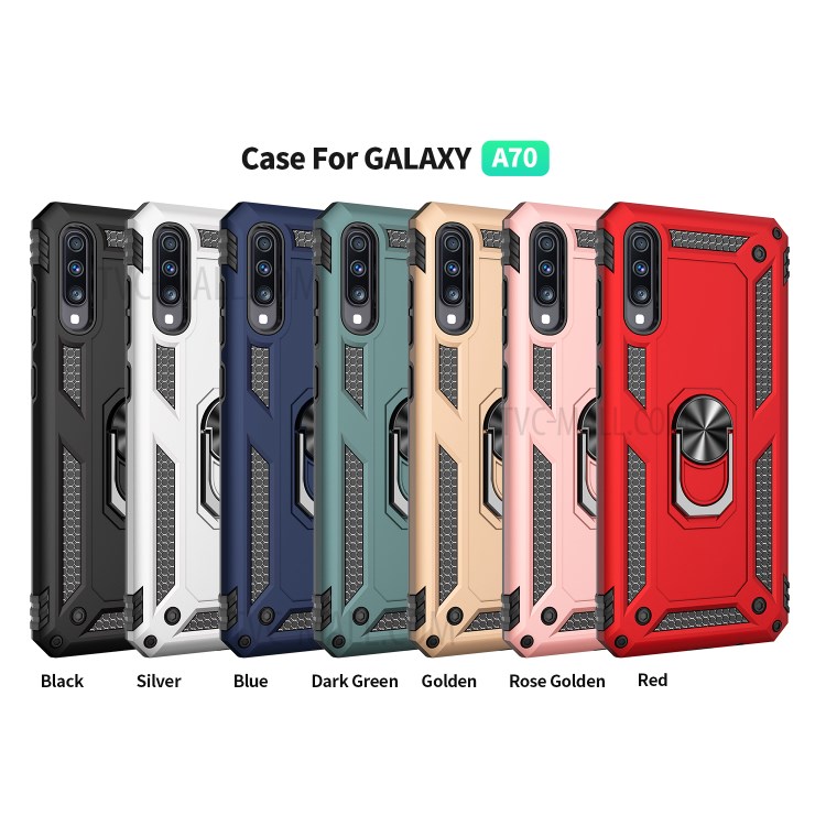 Hybrid PC TPU Kickstand Armor Phone Casing for Samsung Galaxy A70 - Green-2