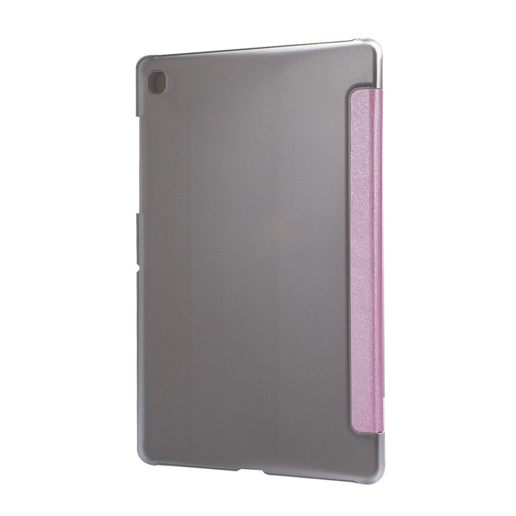 Silk Texture Tri-fold Stand Leather Case for Samsung Galaxy Tab S5e SM-T720 - Pink-3