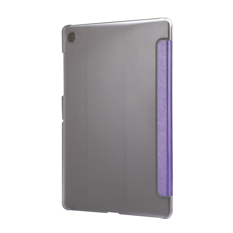 Silk Texture Tri-fold Stand Leather Case for Samsung Galaxy Tab S5e SM-T720 - Purple-3