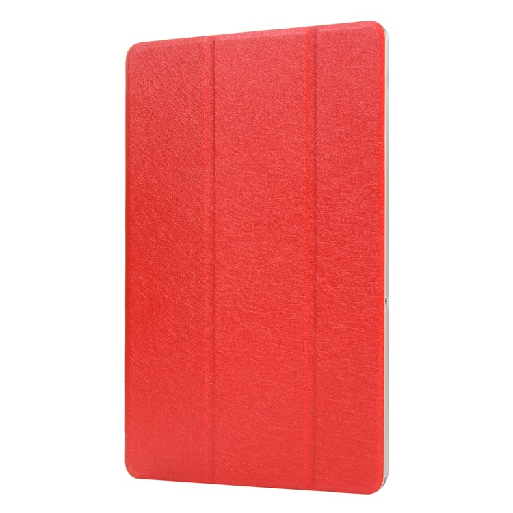Funda De Cuero Con Soporte Tríptico Con Textura De Seda Para Samsung Galaxy Tab A 10.1 (2019) SM-T515 - Rojo-2