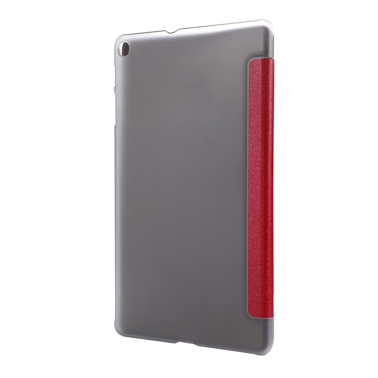 Funda De Cuero Con Soporte Tríptico Con Textura De Seda Para Samsung Galaxy Tab A 10.1 (2019) SM-T515 - Rojo-3