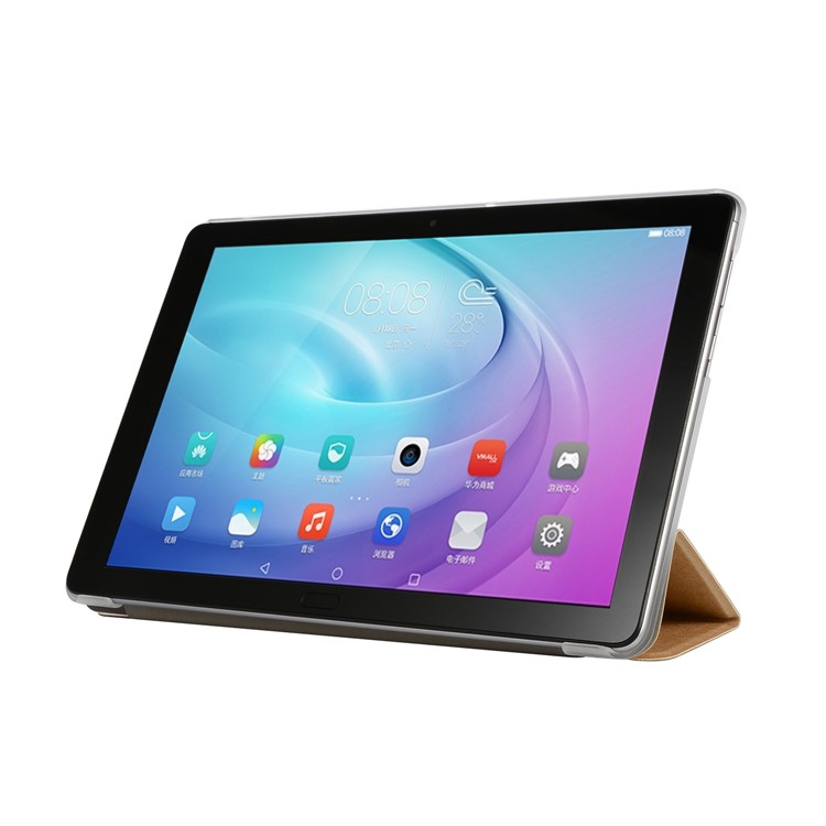 Textura De Seda Tri-fold Estojo De Couro Para Samsung Galaxy Tab A 10.1 (2019) SM-T515 - Ouro-4