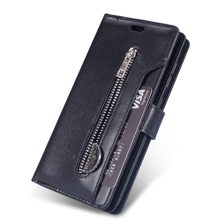 Multi-slot Wallet Zippered Leather Stand Case for Samsung Galaxy A30 - Black-4